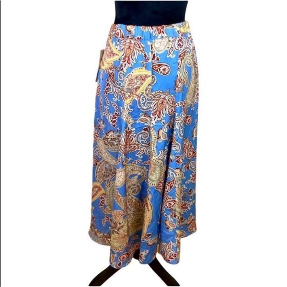 ZARA SILKY PAISLEY PRINT MIDI SKIRT